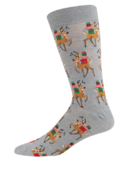 "Christmas Reindeer" Cotton Crew Socks by Hot Sox - Large