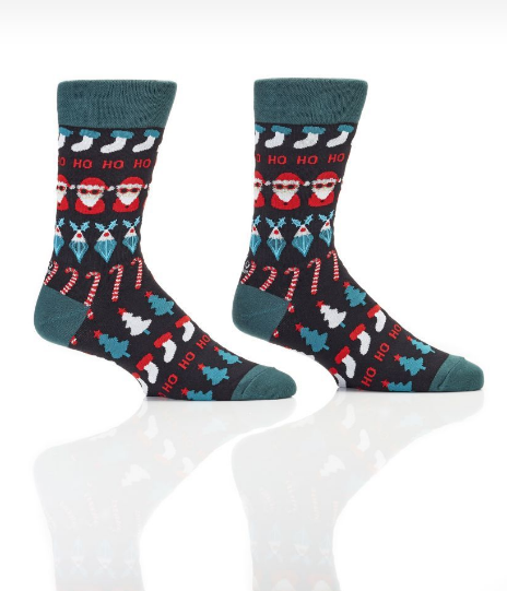 "Fair Isle Christmas" Cotton Dress Crew Socks by YO Sox -Large - SALE