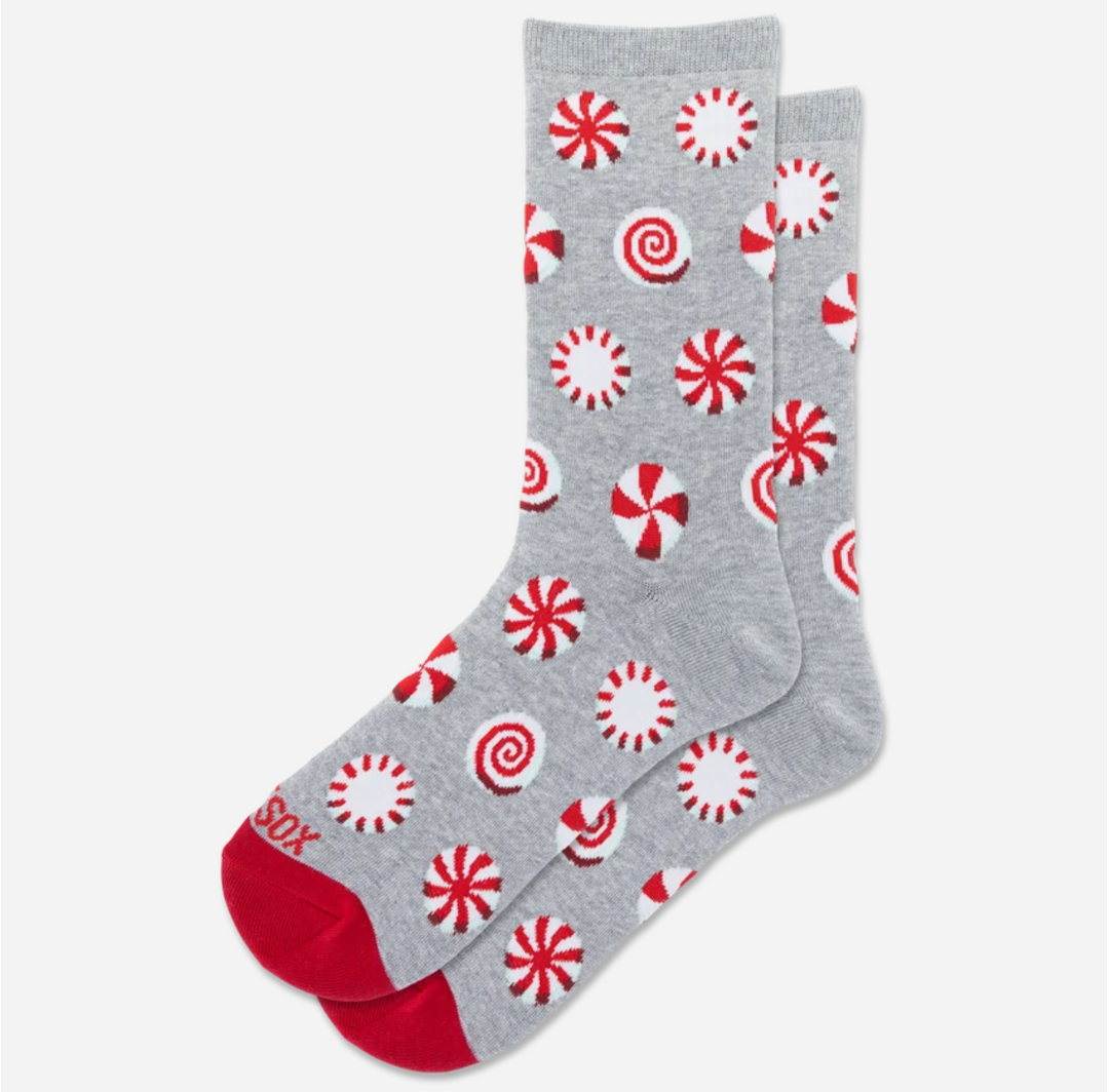 "Holiday Mints" Cotton Crew Socks by Hot Sox - Medium
