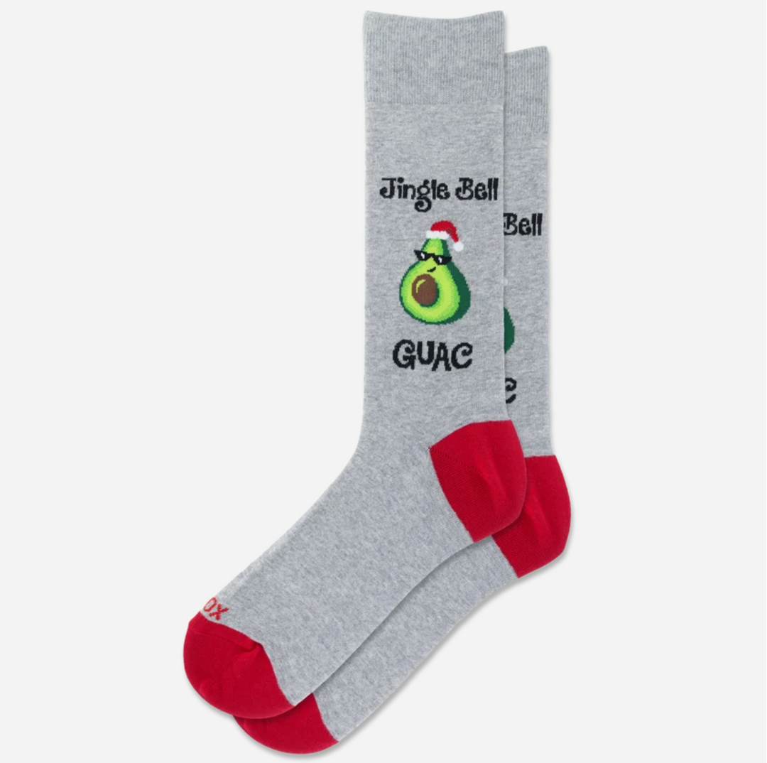 "Jingle Bell Guac" Cotton Crew Socks by Hot Sox