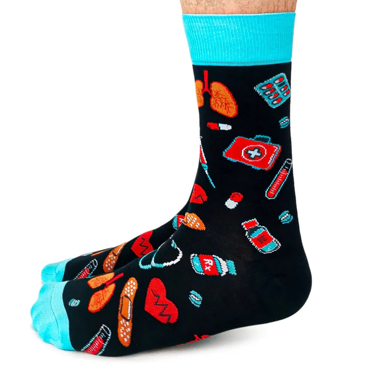 "Health Care" Cotton Crew Socks by Uptown Sox