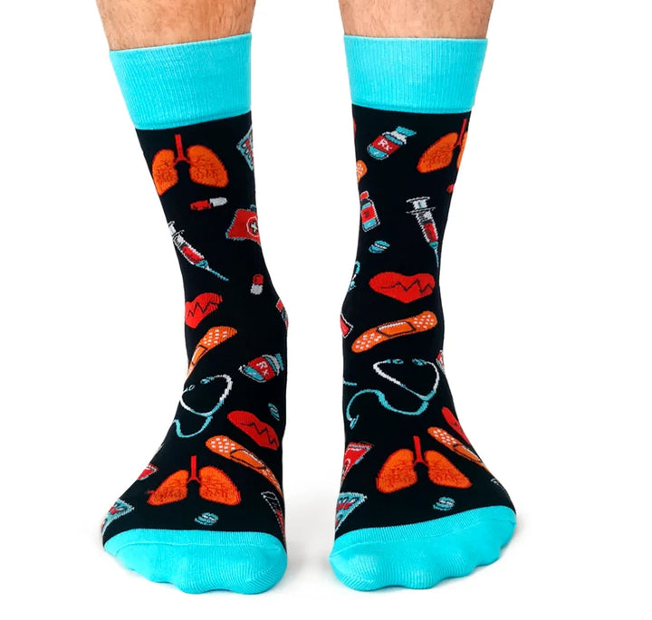 "Health Care" Cotton Crew Socks by Uptown Sox