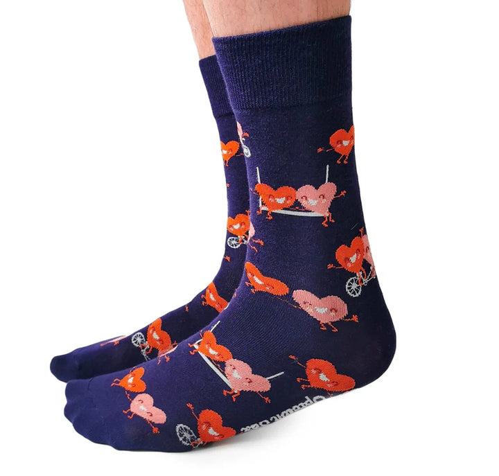 "Tandem Hearts" Cotton Socks by Uptown Sox