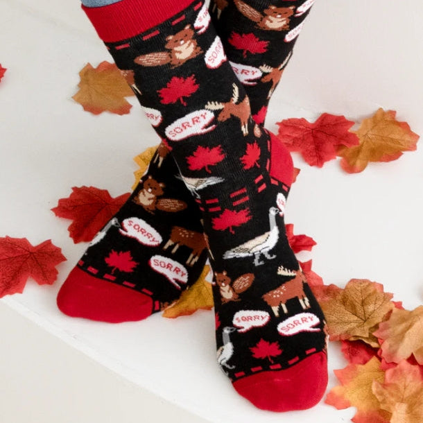 Chaussettes en coton canadien « Sorry » par Uptown Sox - Grande