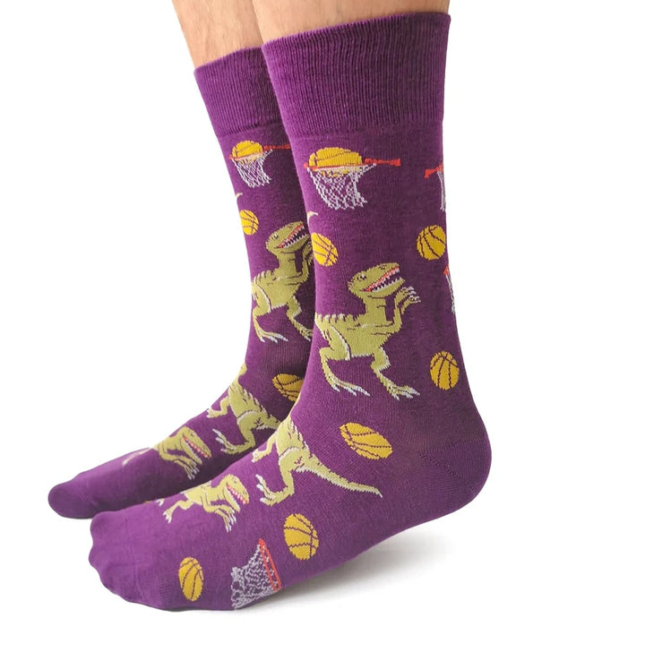 Chaussettes en coton « Dino Basketball » par Uptown Sox - Grande 