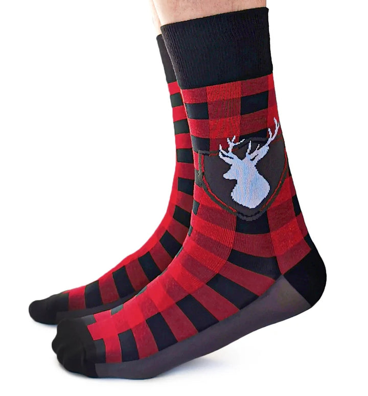 Chaussettes mi-mollet en coton « Tartan Buck » par Uptown Sox - Taille L