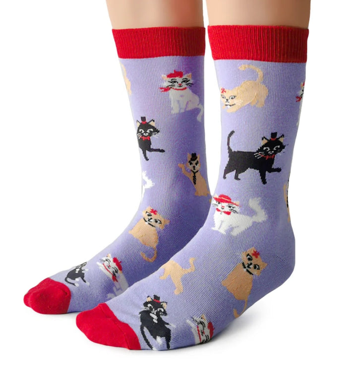 Chaussettes en coton « Chats avec chapeaux » par Uptown Sox - Medium 
