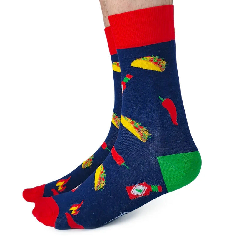 Chaussettes en coton Taco « Muy Caliente » par Uptown Sox - Grande 