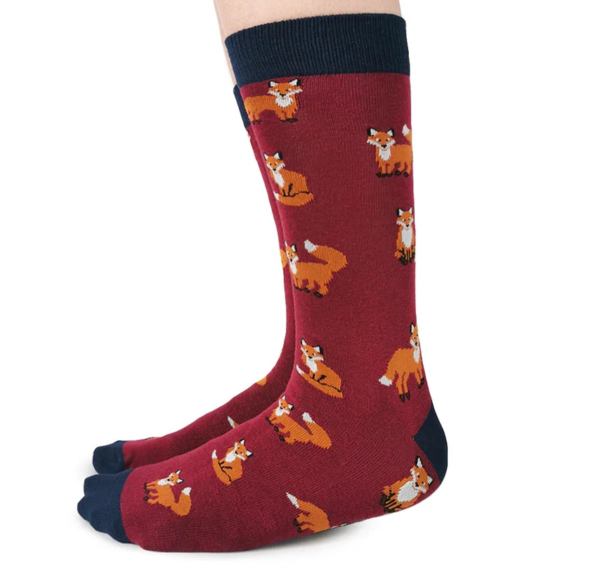 "Feeling Foxy" Cotton Crew Socks by Uptown Sox - Medium