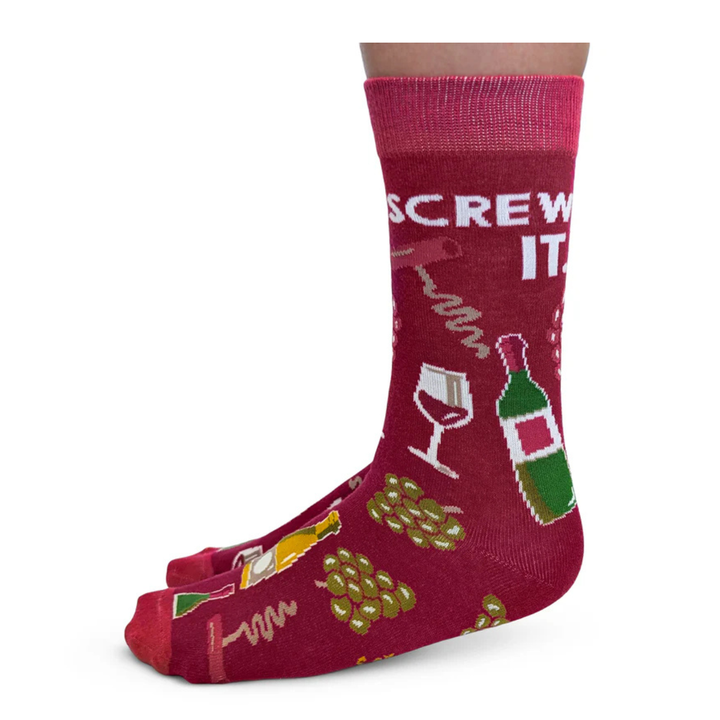 "Screw It" Cotton Crew Socks by Uptown Sox - Medium