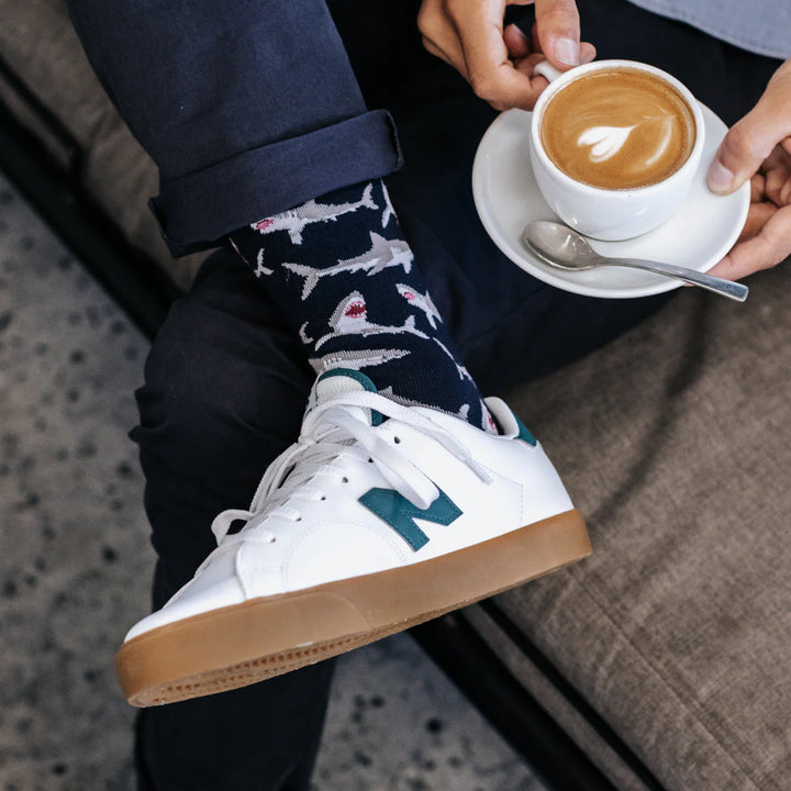 "Sharks" Bamboo Crew Socks By Sexy Socks