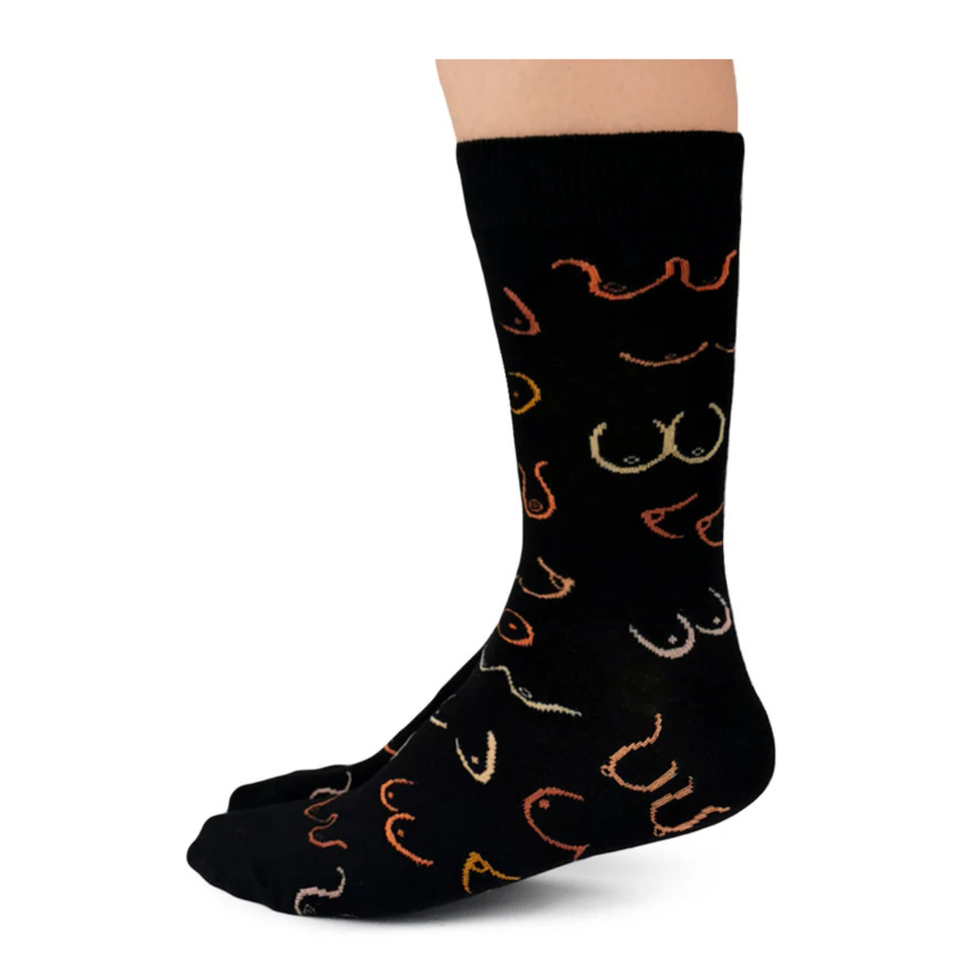 "Simply The Breast" Cotton Crew Socks by Uptown Sox