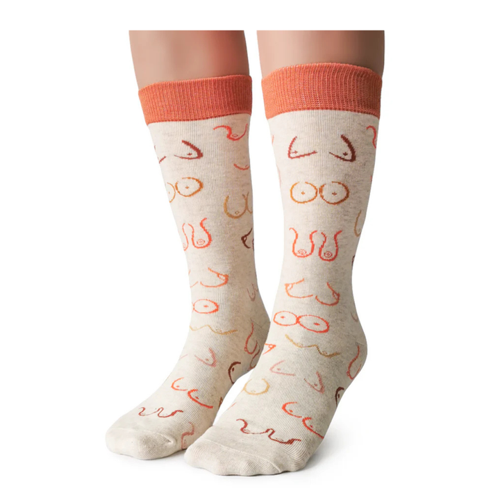 "Simply The Breast" Cotton Crew Socks by Uptown Sox