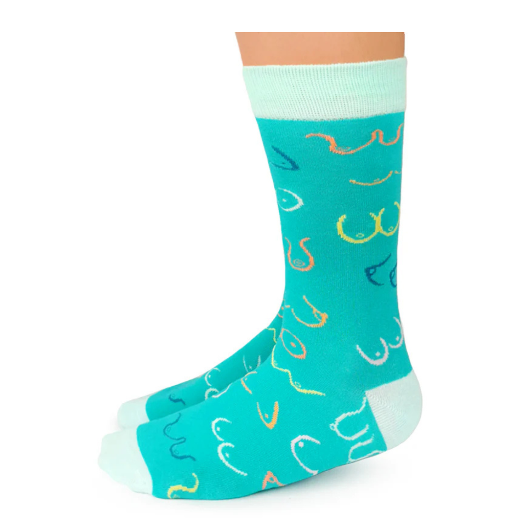 "Simply The Breast" Cotton Crew Socks by Uptown Sox