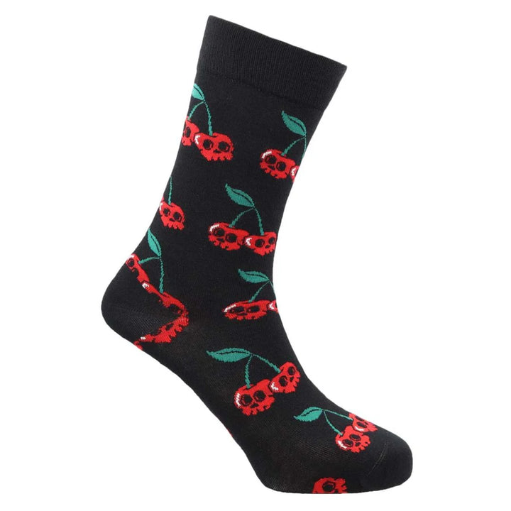 "Skull Cherries" Bamboo Crew Socks By Sexy Socks