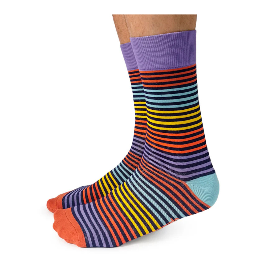 Chaussettes mi-mollet en coton « Stripe Right » par Uptown Sox - Taille L 