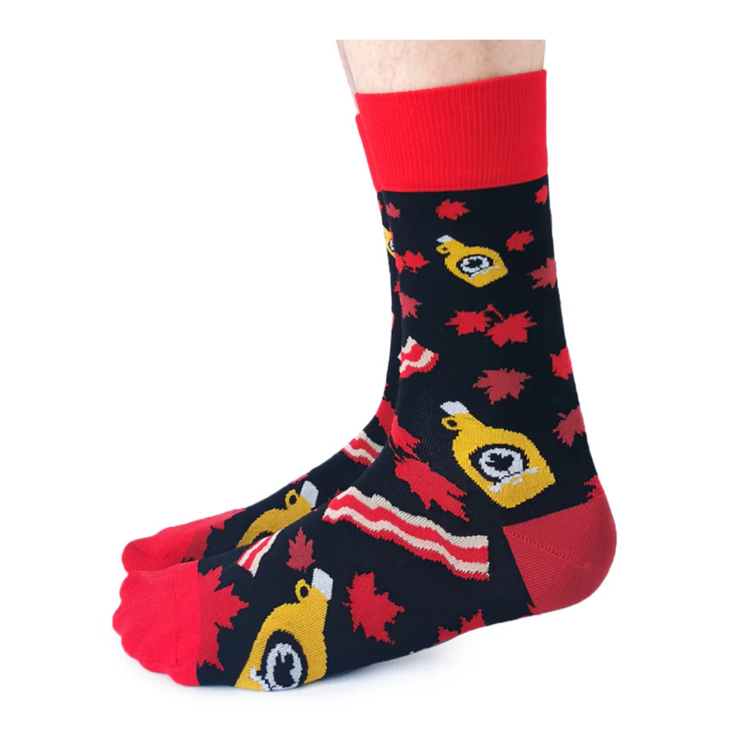 Chaussettes mi-mollet en coton « Sugar Shack Bacon » par Uptown Sox - Grande