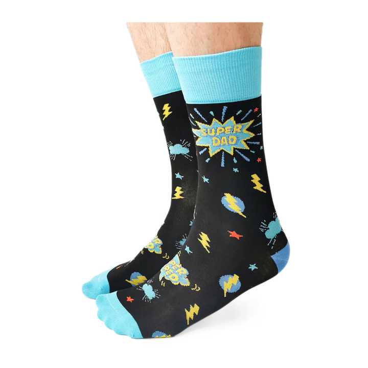 Chaussettes mi-mollet « Super Dad » par Uptown Sox - Grande