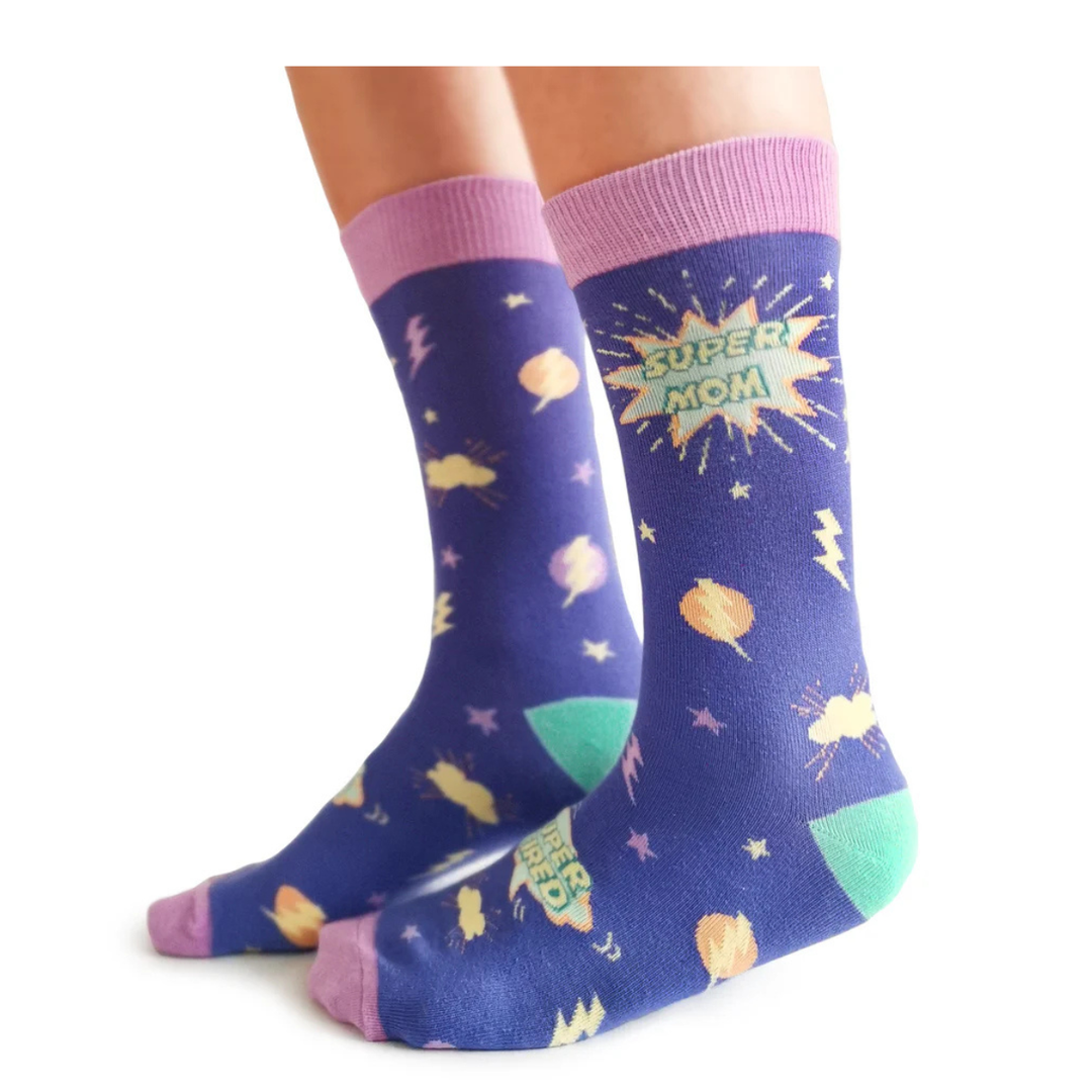 Chaussettes en coton « Super Mom » par Uptown Sox - Medium 