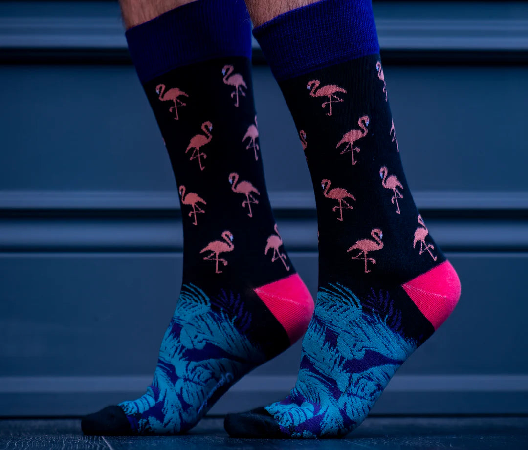 Chaussettes mi-mollet en coton « Tropical Punch » par Uptown Sox - Taille L 