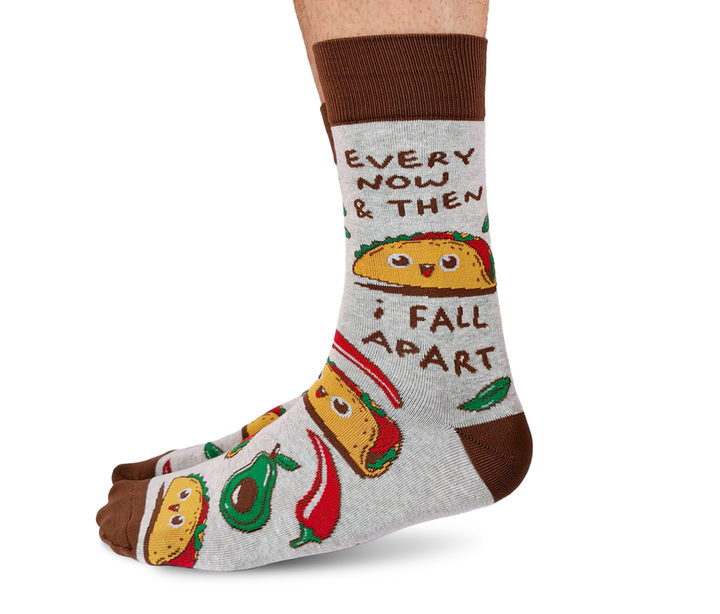 "Tumbling Taco" Cotton Crew Socks by Uptown Sox