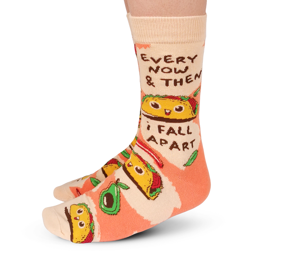 "Tumbling Taco" Cotton Crew Socks by Uptown Sox