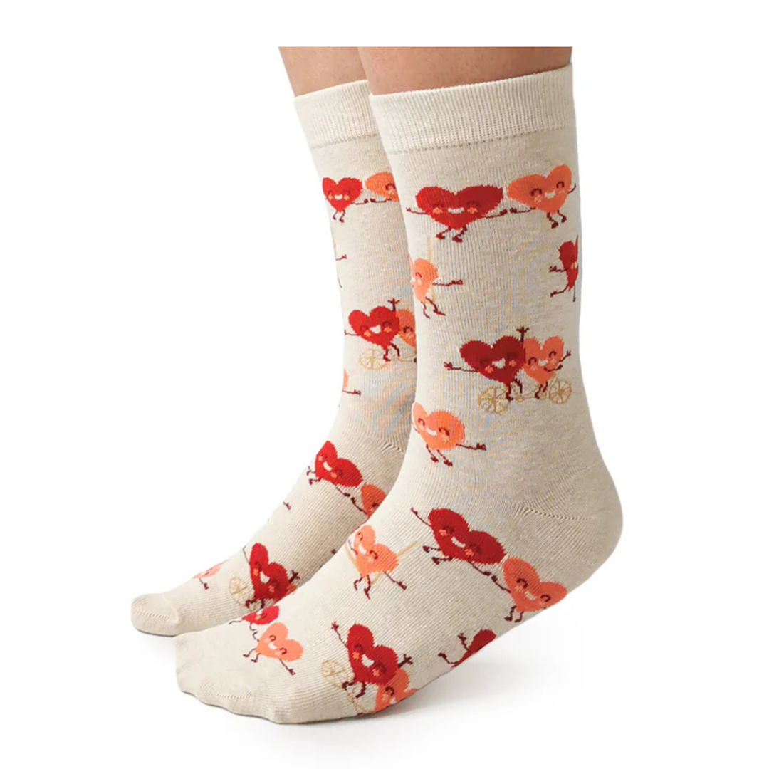 Chaussettes en coton « Tandem Hearts » par Uptown Sox
