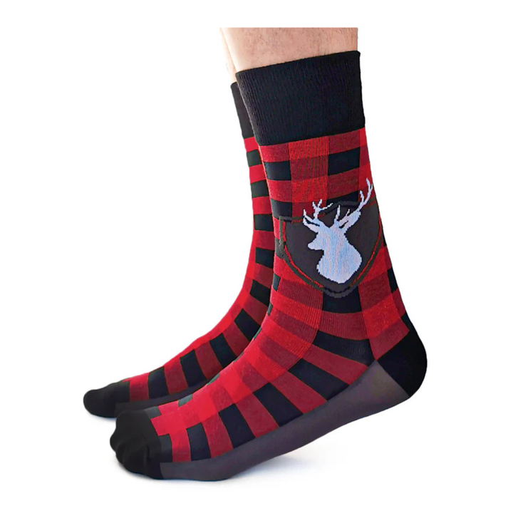 Chaussettes mi-mollet en coton « Tartan Buck » par Uptown Sox - Taille L