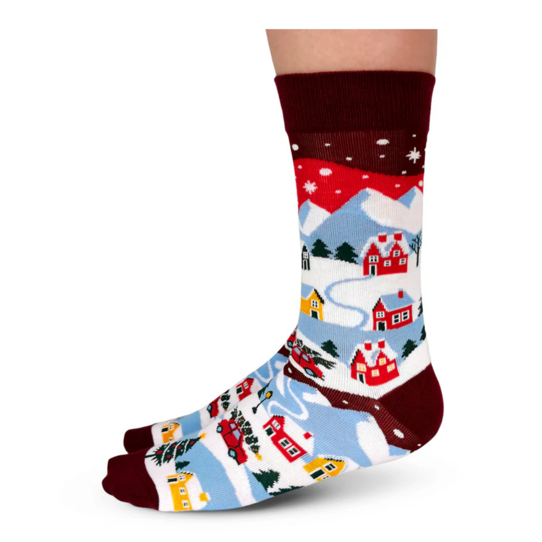 "Tinsel Town" Cotton Crew Socks by Uptown Sox