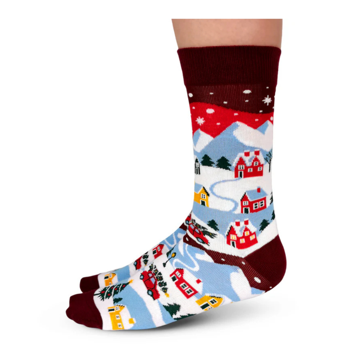 "Tinsel Town" Cotton Crew Socks by Uptown Sox