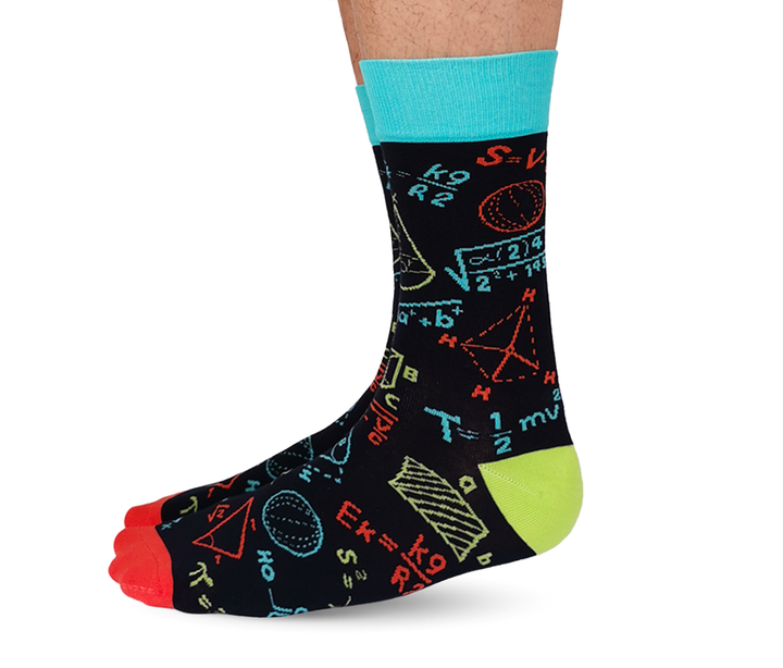 "Math Attack" Cotton Crew Socks by Uptown Sox - Large