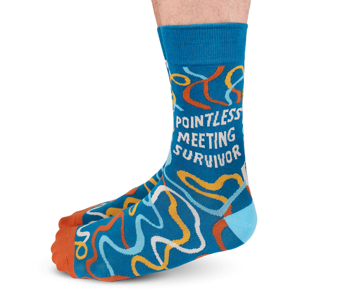 "Pointless Meeting" Cotton Crew Socks by Uptown Sox - Large