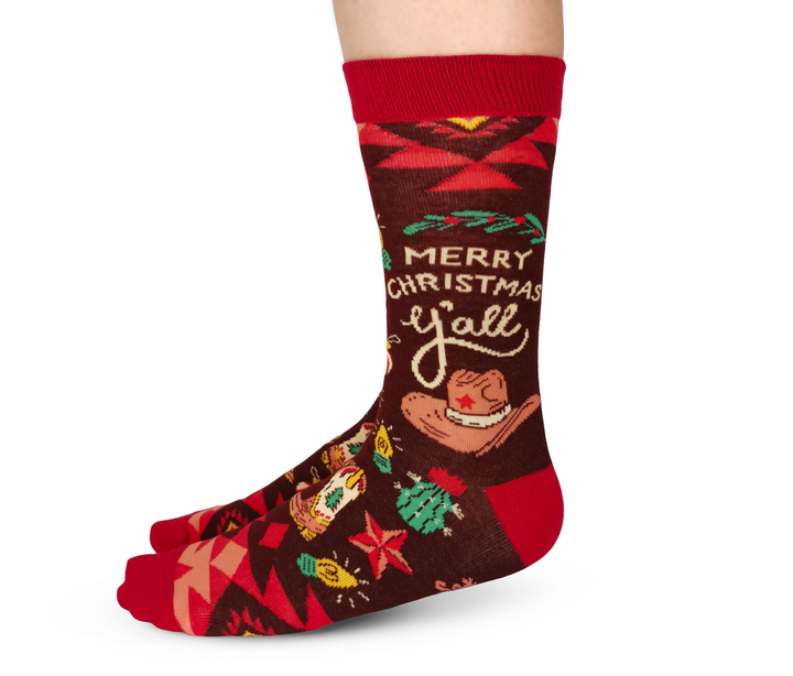 "Country Christmas" Cotton Crew Socks by Uptown Sox (CLEARANCE)