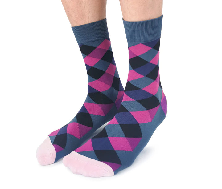 Chaussettes mi-mollet en coton « Cassis » par Uptown Sox - Taille L 