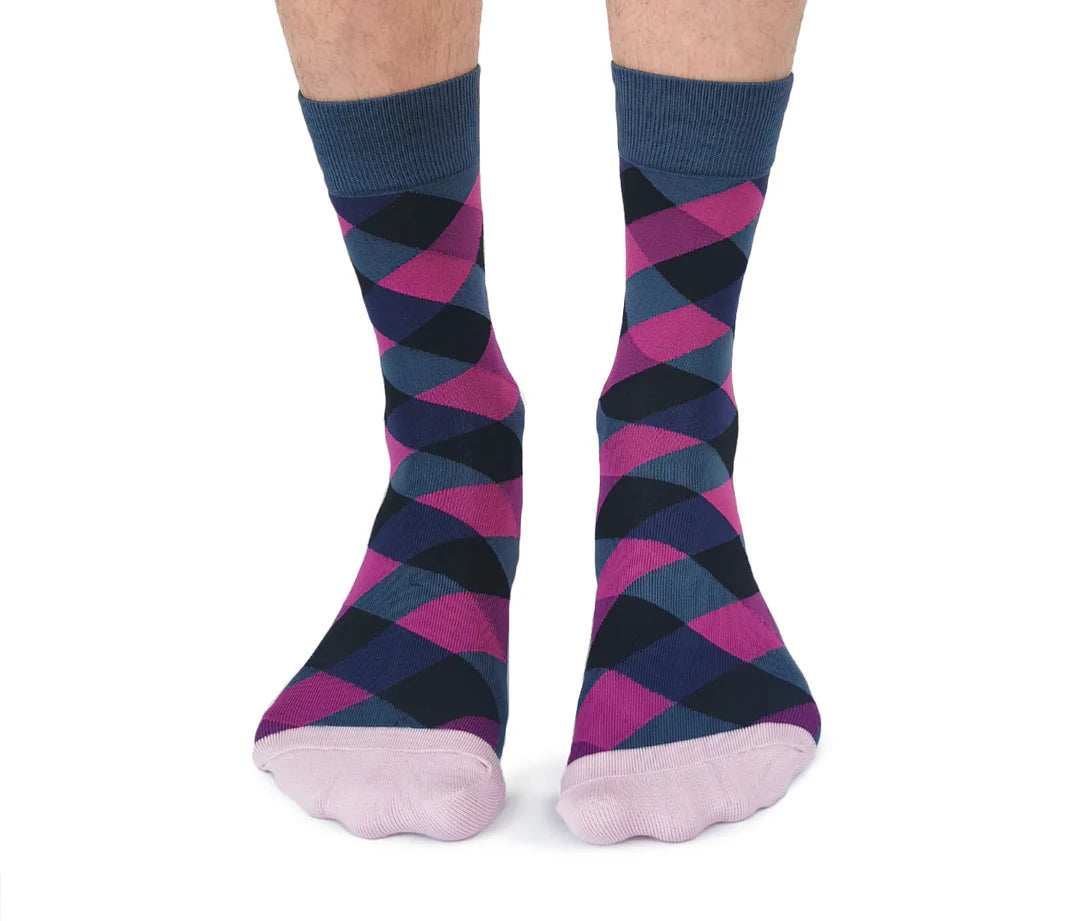 Chaussettes mi-mollet en coton « Cassis » par Uptown Sox - Taille L 