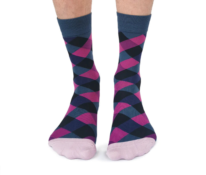 Chaussettes mi-mollet en coton « Cassis » par Uptown Sox - Taille L 