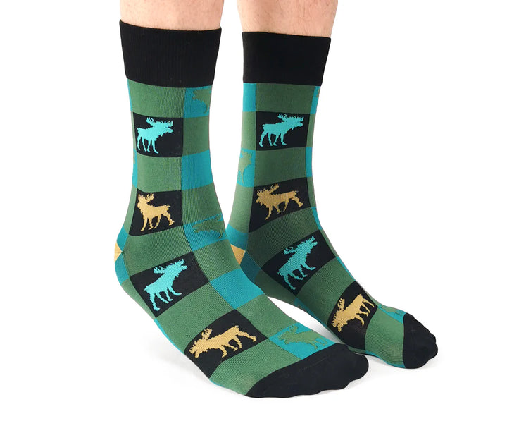 Chaussettes en coton « Boreal Moose » des Uptown Sox - Grandes 