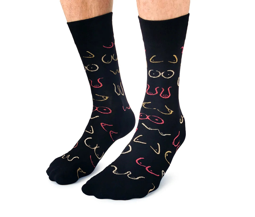 "Simply The Breast" Cotton Crew Socks by Uptown Sox
