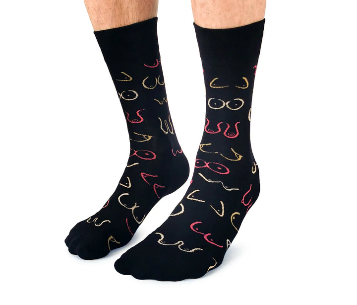 "Simply The Breast" Cotton Crew Socks by Uptown Sox
