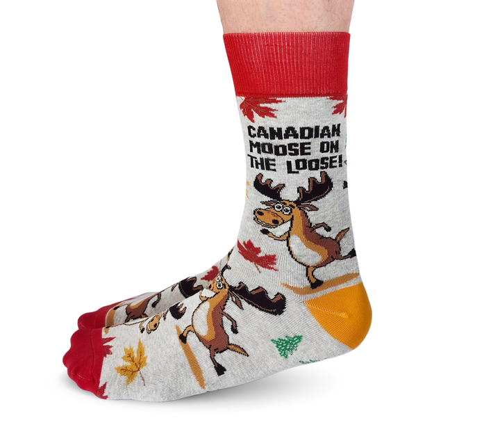 "Canadian Moose" Cotton Crew Socks by Uptown Sox