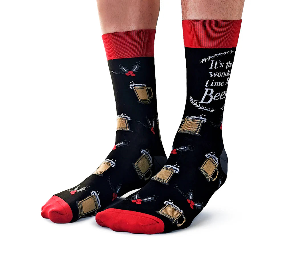 Chaussettes en coton canadien « C'est une bière merveilleuse » par Uptown Sox - Grande 