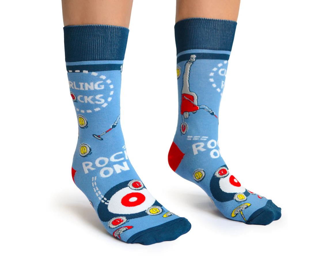 Chaussettes mi-mollet en coton « Curling Rocks » par Uptown Sox