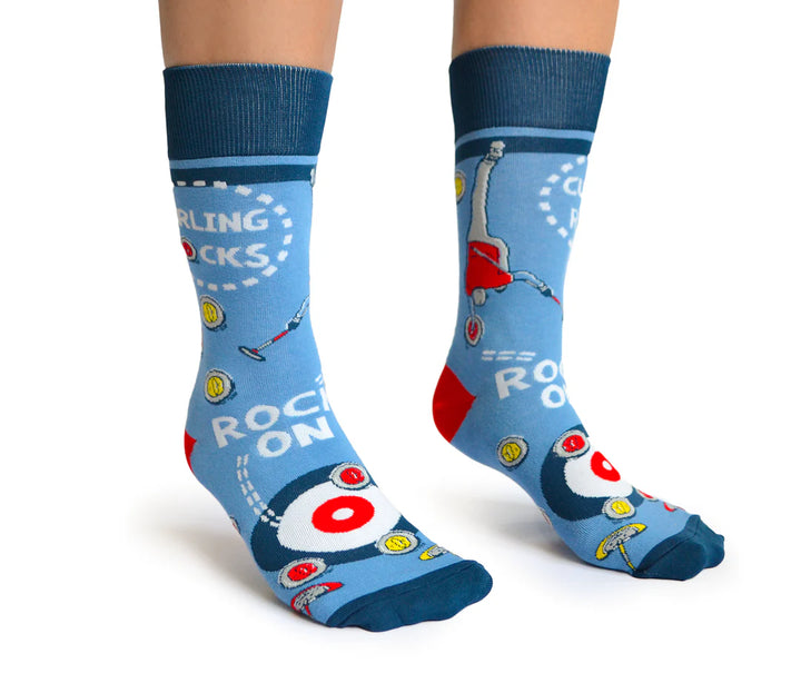 Chaussettes mi-mollet en coton « Curling Rocks » par Uptown Sox
