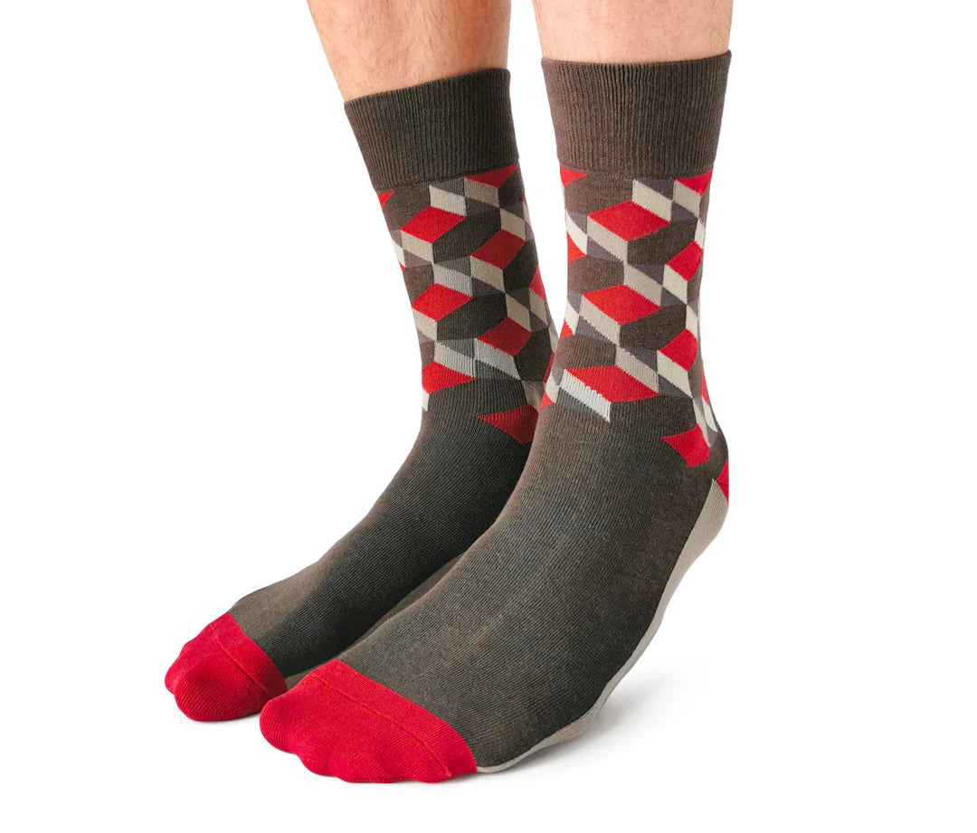 Chaussettes mi-mollet en coton « Earl's Gray » par Uptown Sox - Taille L 