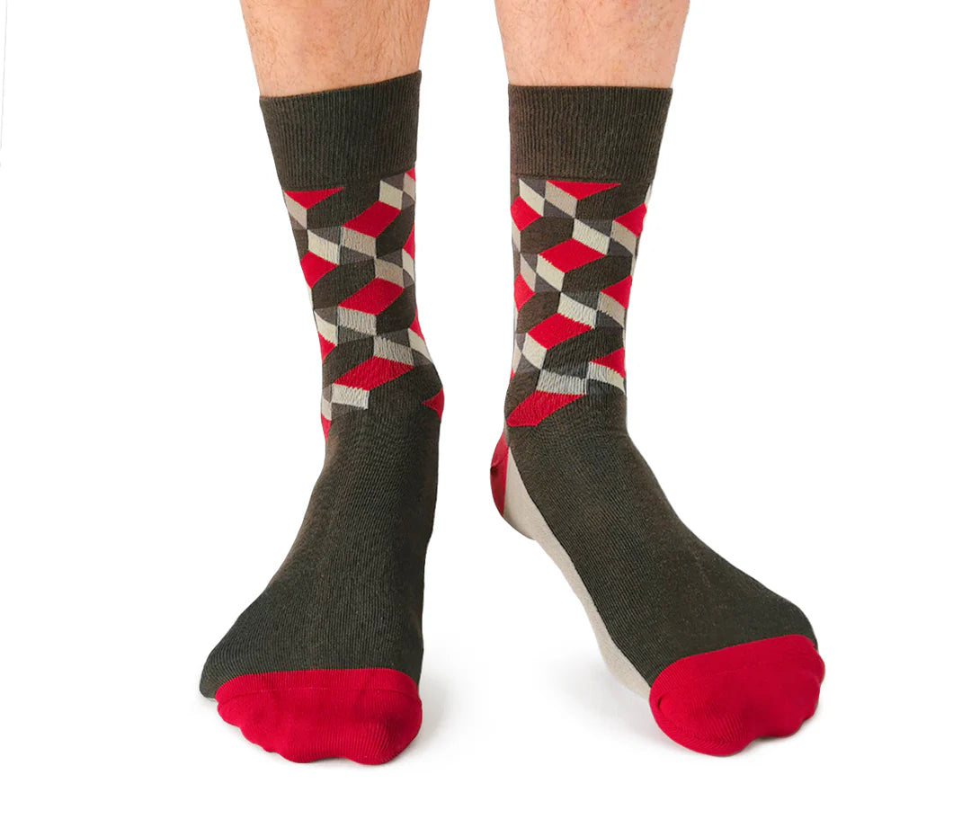 Chaussettes mi-mollet en coton « Earl's Gray » par Uptown Sox - Taille L 
