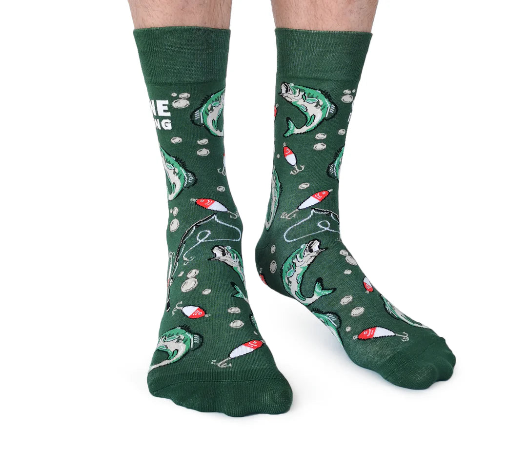 Chaussettes en coton « Gone Fishing » par Uptown Sox - Taille L