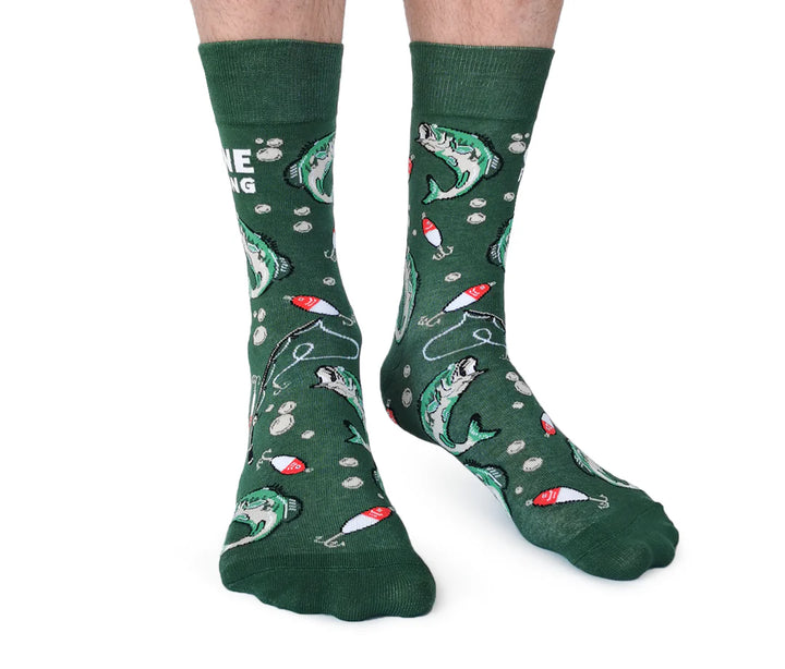 Chaussettes en coton « Gone Fishing » par Uptown Sox - Taille L