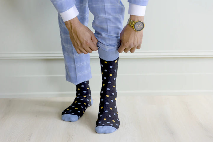 "Connect the Dots" Cotton Crew Socks by Uptown Sox - Large