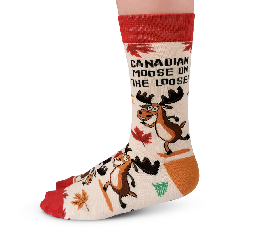 "Canadian Moose" Cotton Crew Socks by Uptown Sox