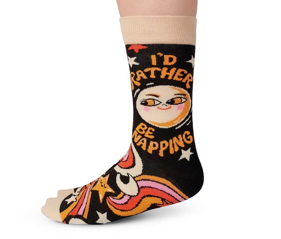 "Nap Time" Cotton Crew Socks by Uptown Sox - Medium
